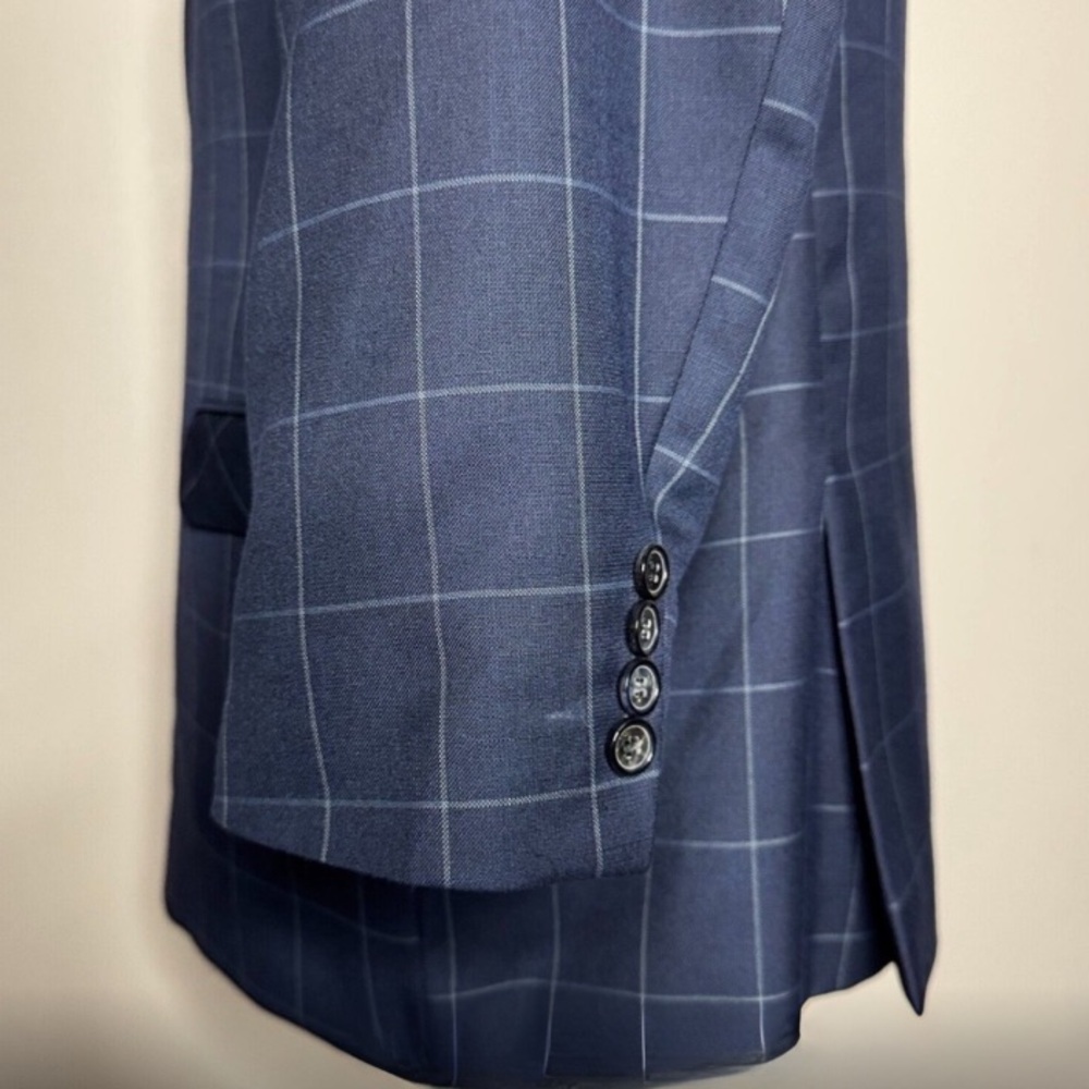Valentino Navy Blue Checkered Suit - Picture 3 of 15